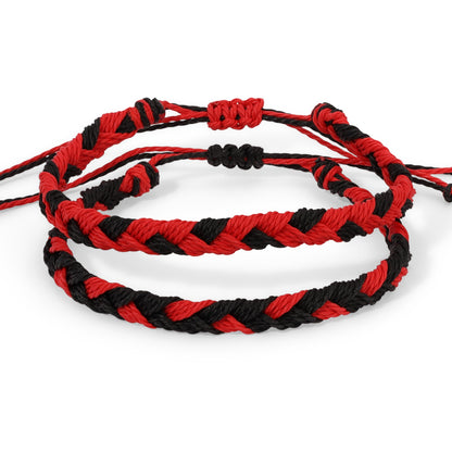 Red and Black Back to Back Braided Bracelets - Set of 2