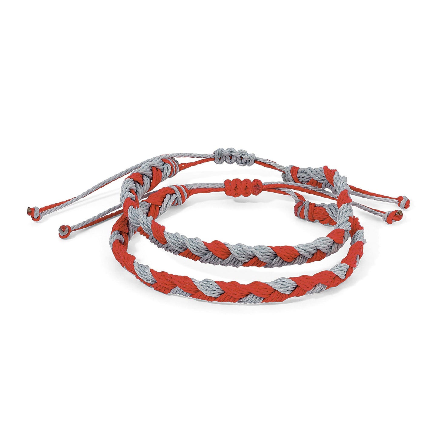 red and grey twisted rope bracelets