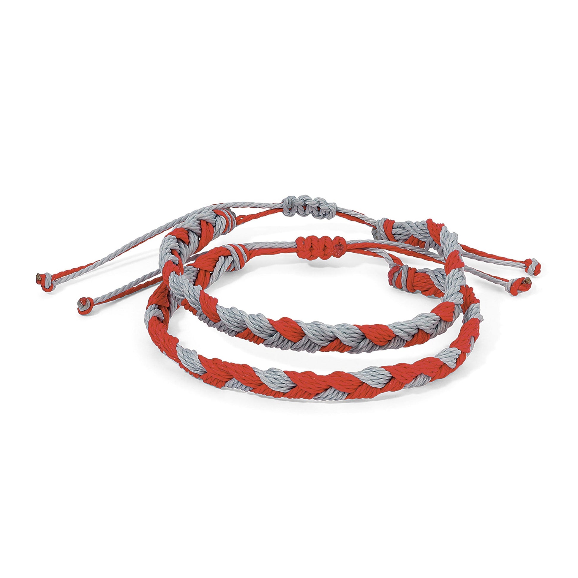 red and grey twisted rope bracelets