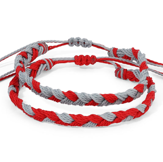 Scarlet & Gray Team Color Braided Bracelets - Set of 2