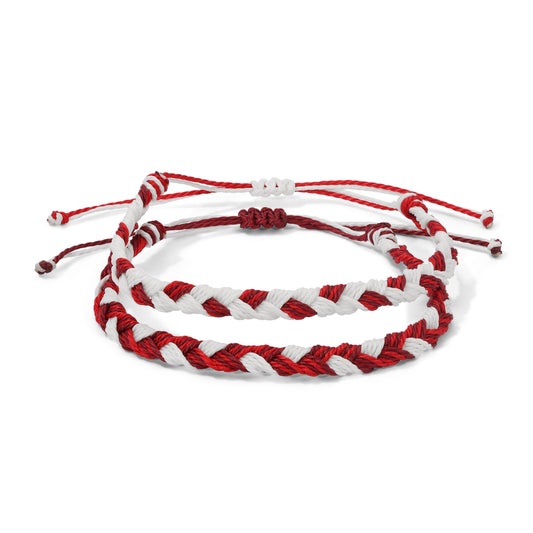 Crimson & White Team Color Braided Bracelets - Set of 2