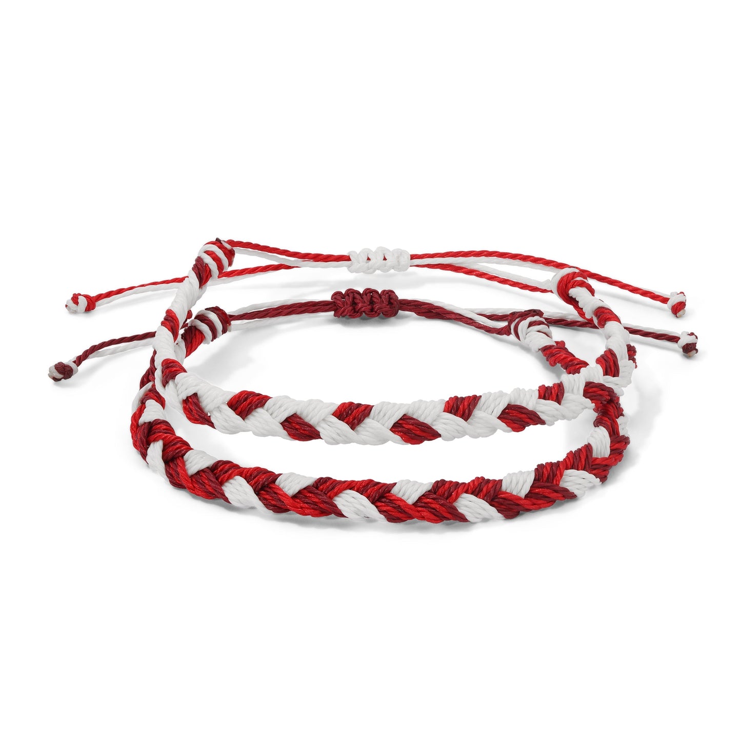 red and white braided string bracelets