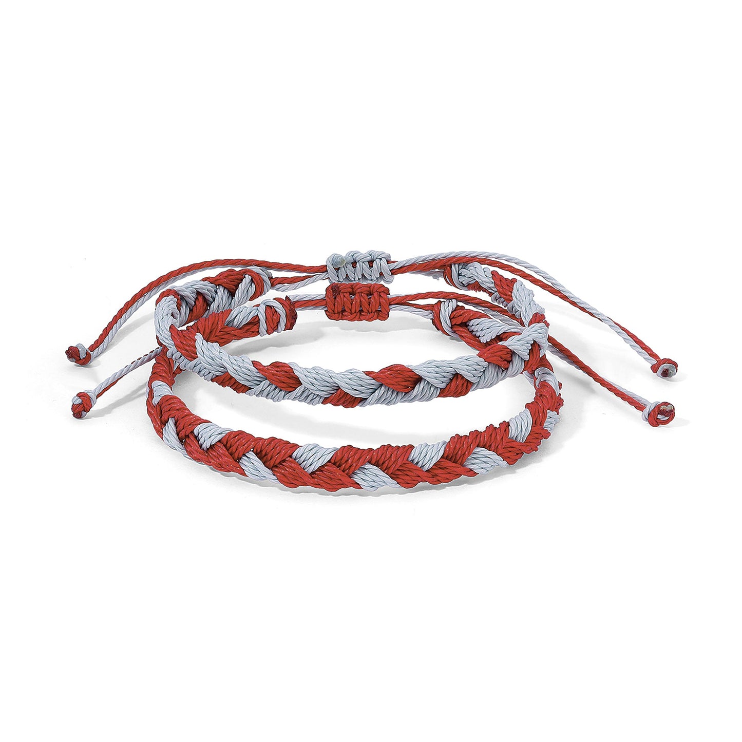 red and gray woven friendship bracelets