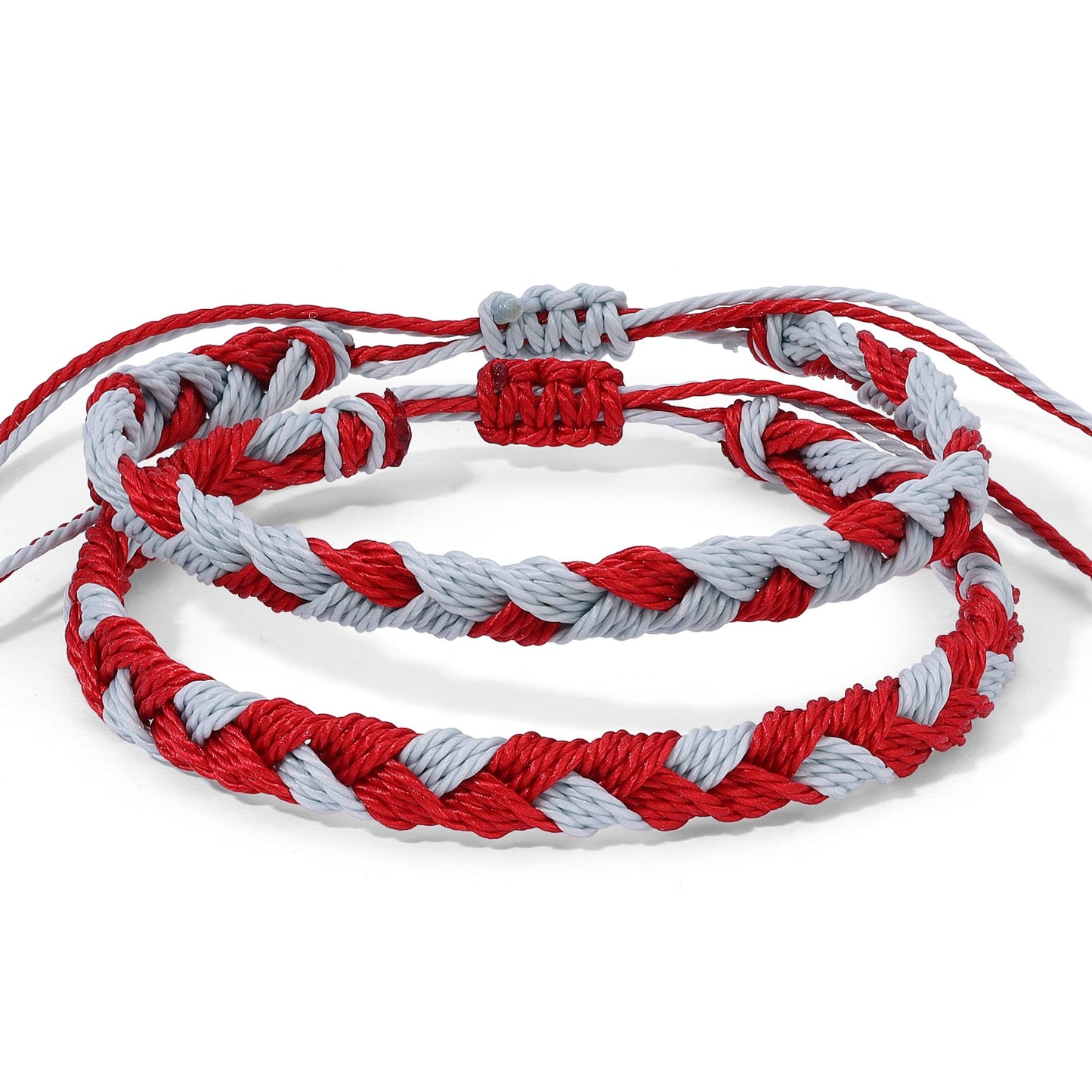 Crimson and Gray Team Color Braided Bracelets - Set of 2