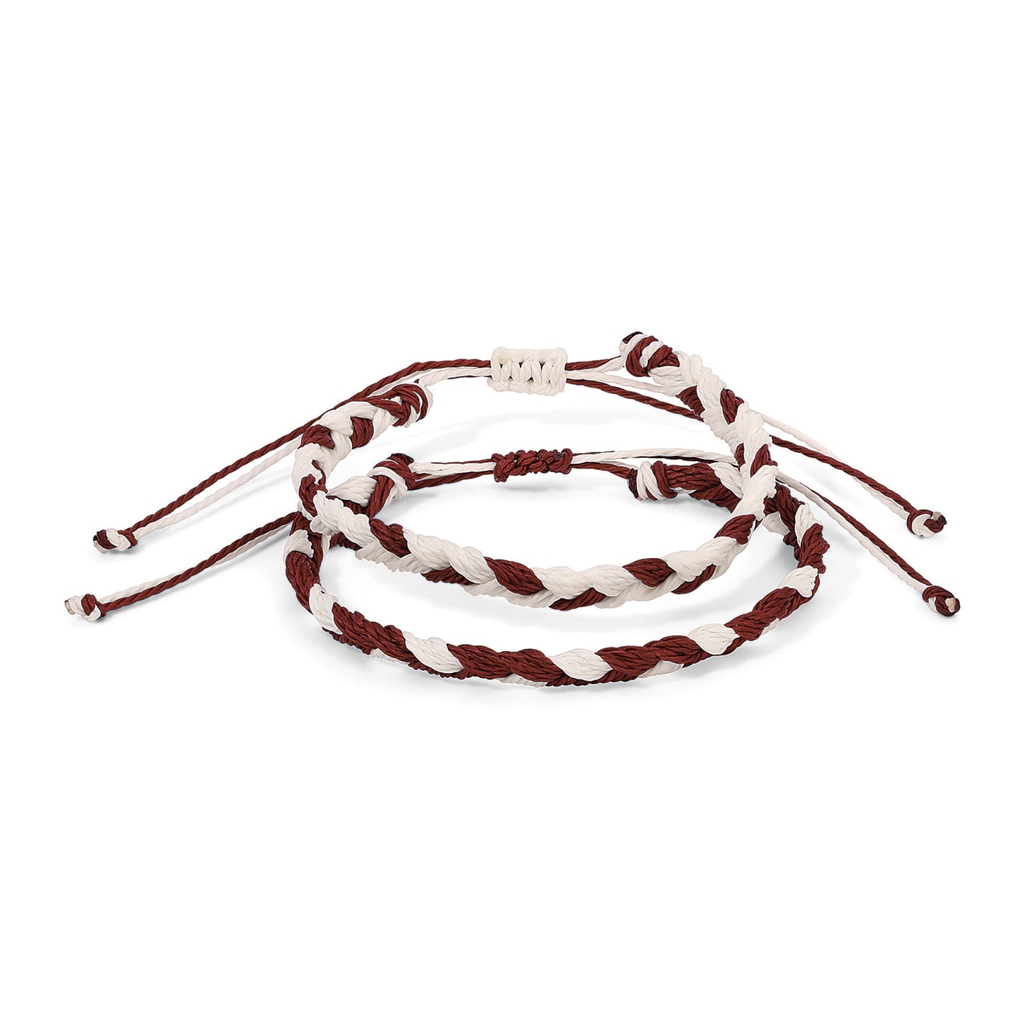 brown and white braided bracelets