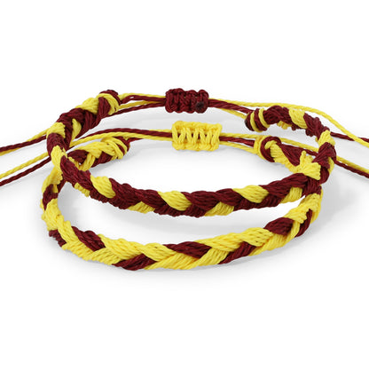 Maroon and Gold Team Color Braided Bracelets - Set of 2
