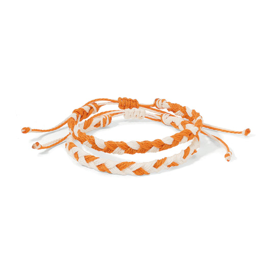 Orange & White Braided Team Bracelets