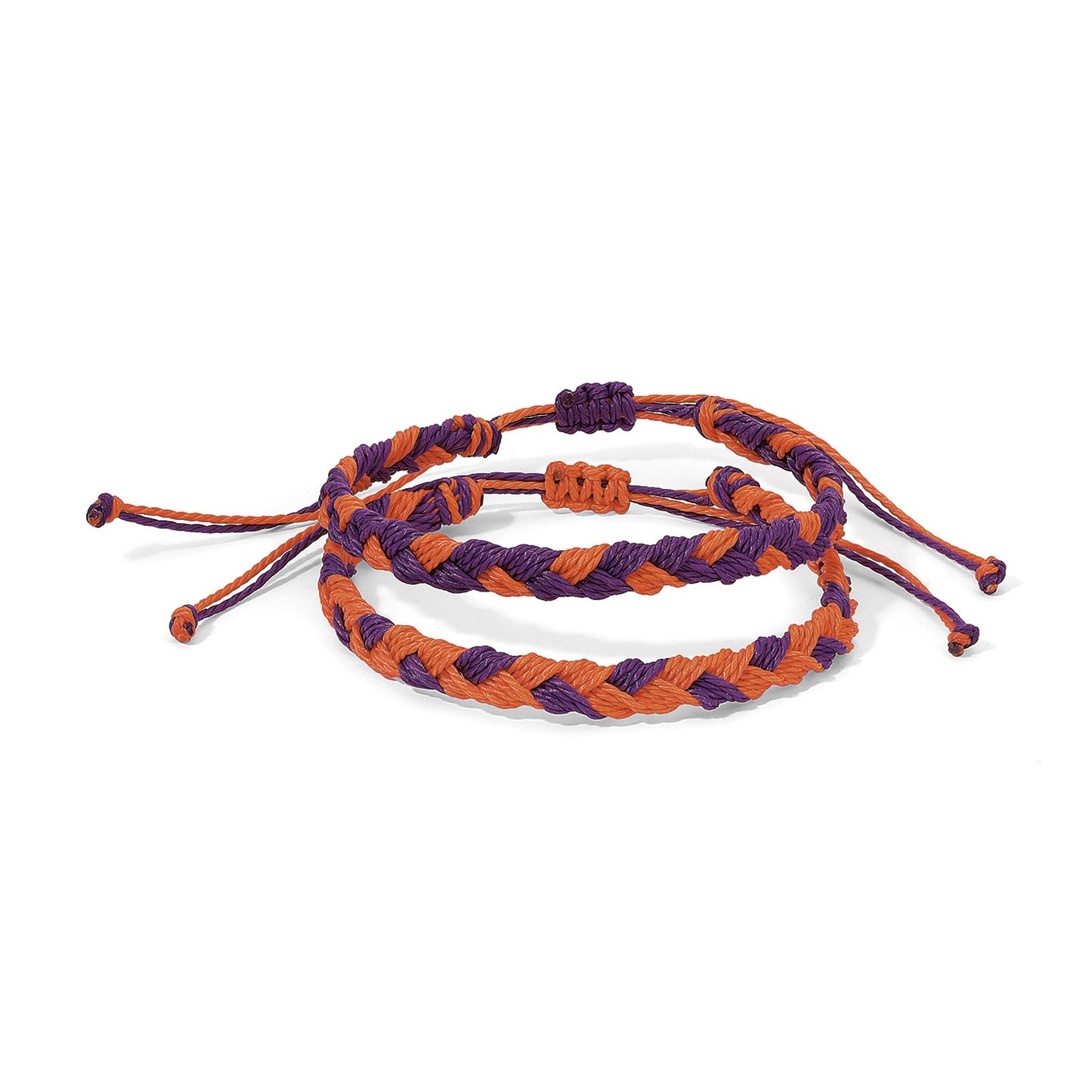 woven orange and purple friendship bracelets