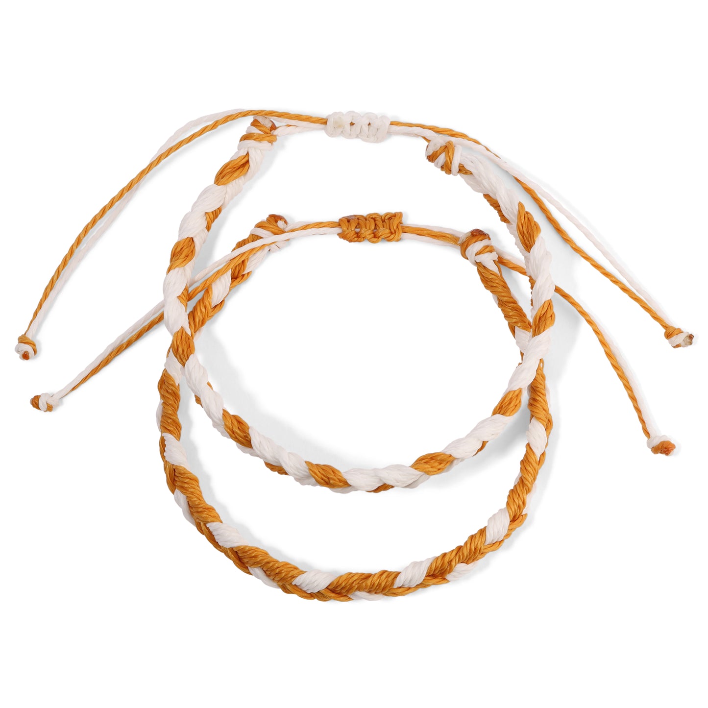 Burnt Orange and White Team Color Braided Bracelets - Set of 2