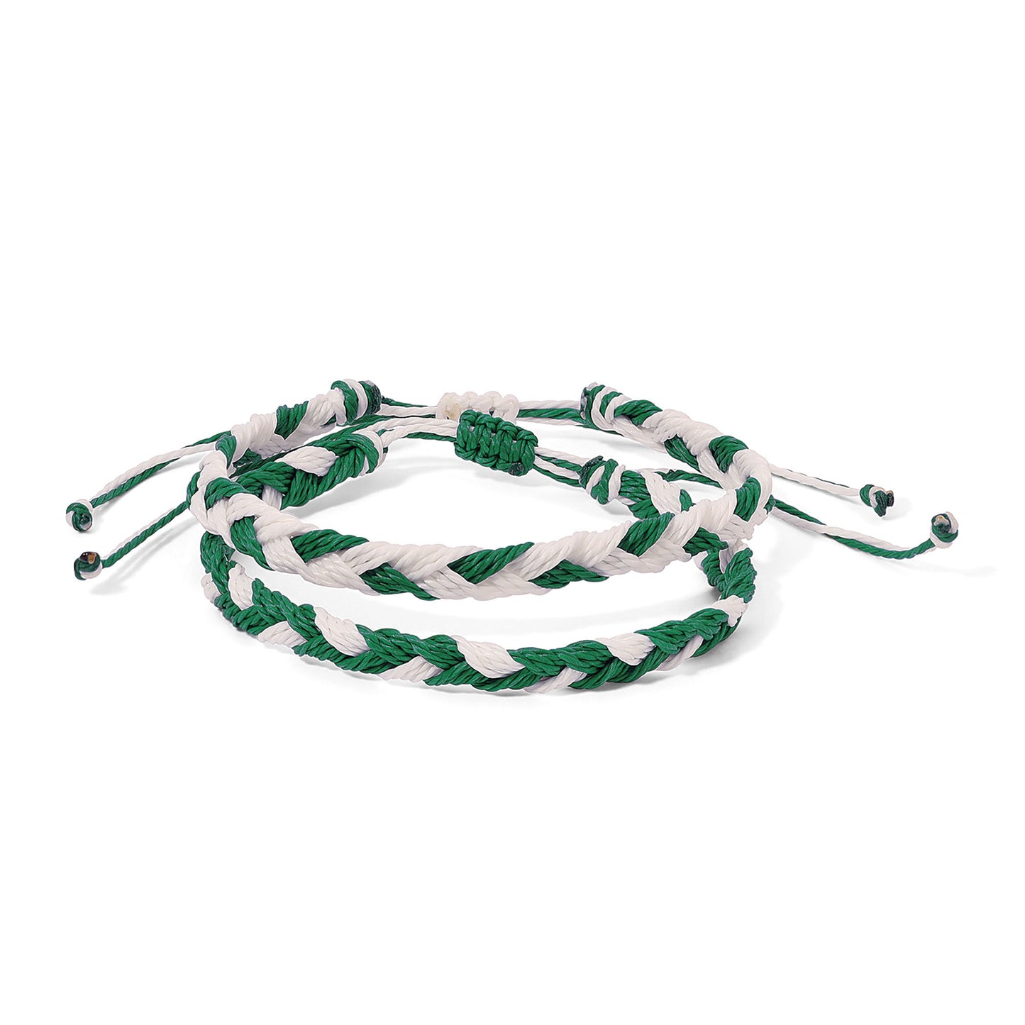 green and white braided bracelet