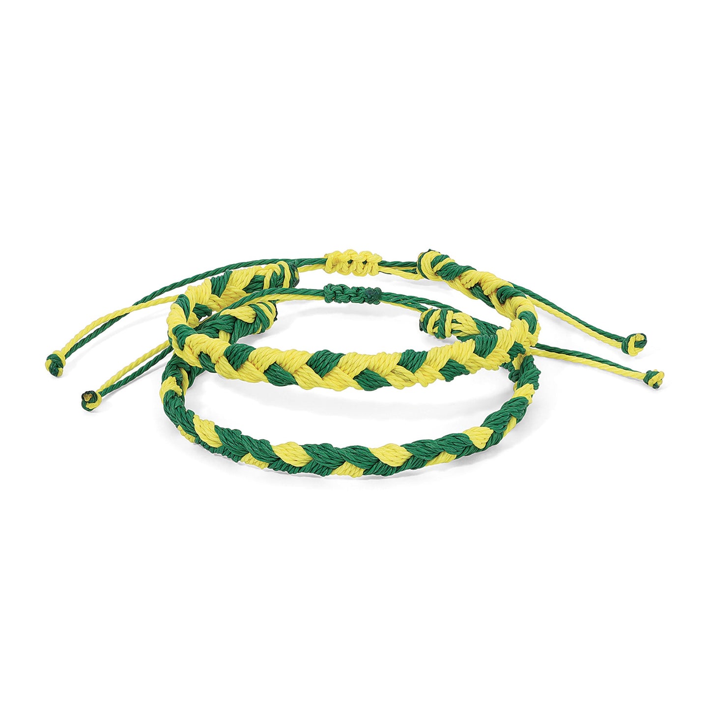 green and yellow braided bracelets
