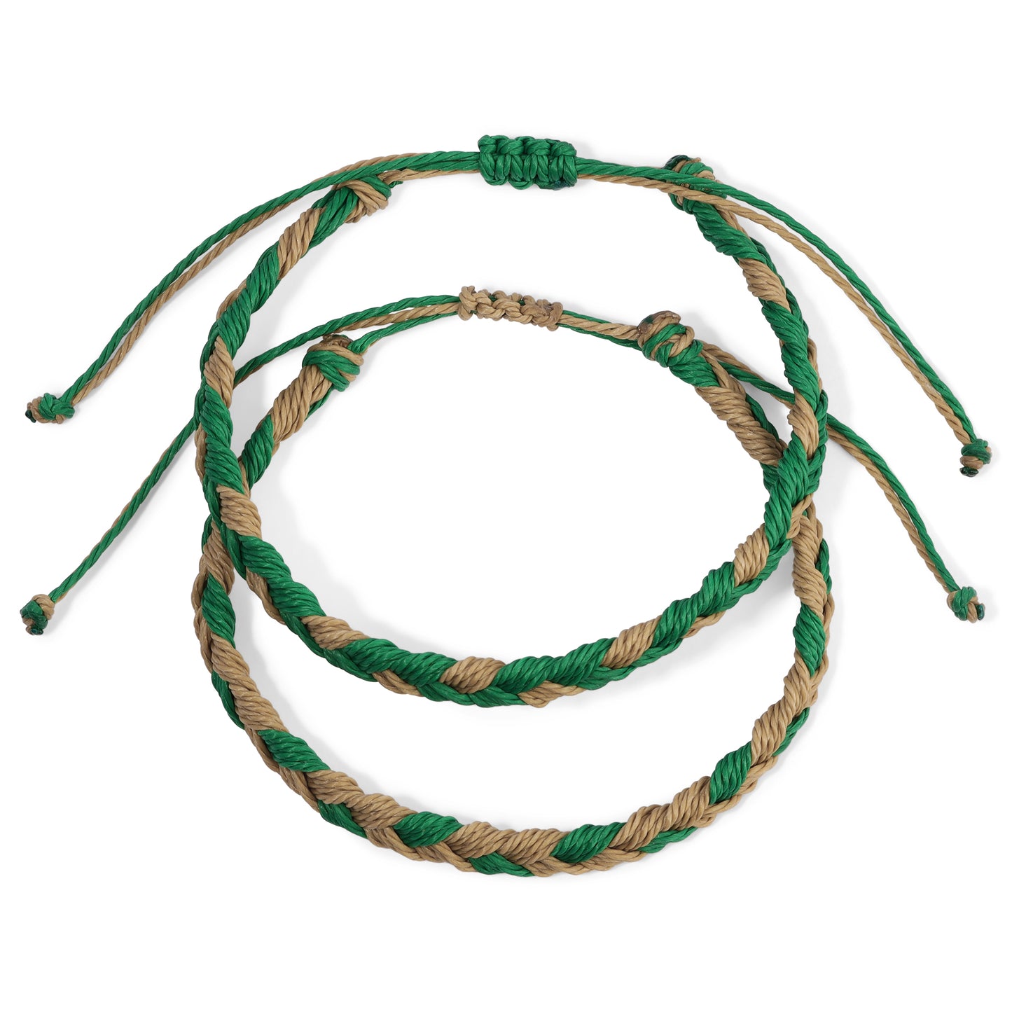 Green and Gold Team Color Braided Bracelets - Set of 2