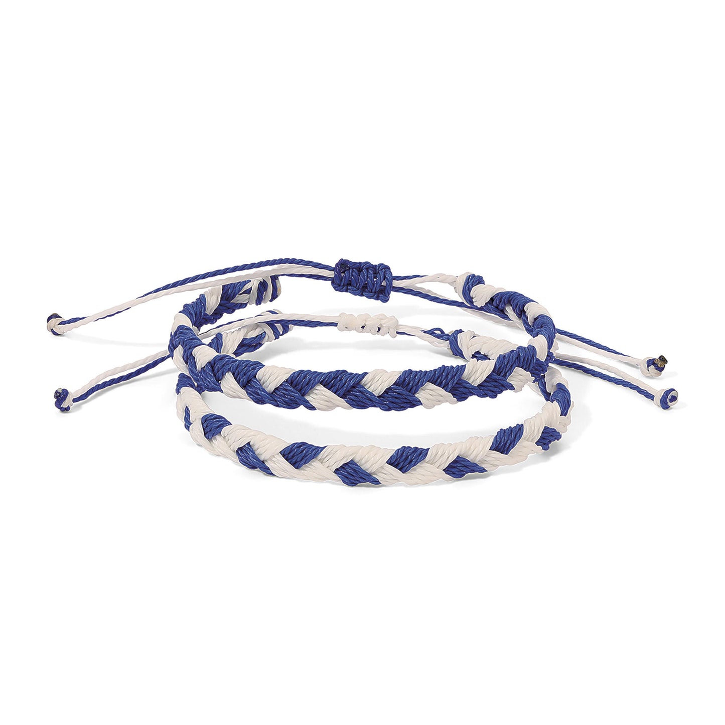 blue and white braided bracelets