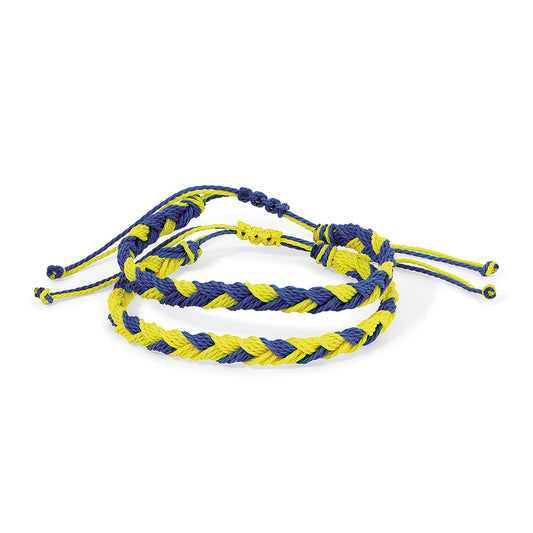 Royal Blue and Gold Team Color Braided Bracelets - Set of 2