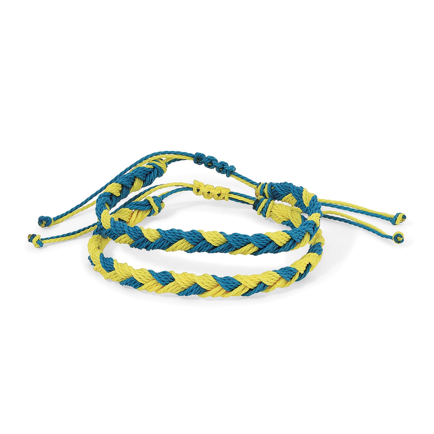 blue and yellow braided friendship bracelet