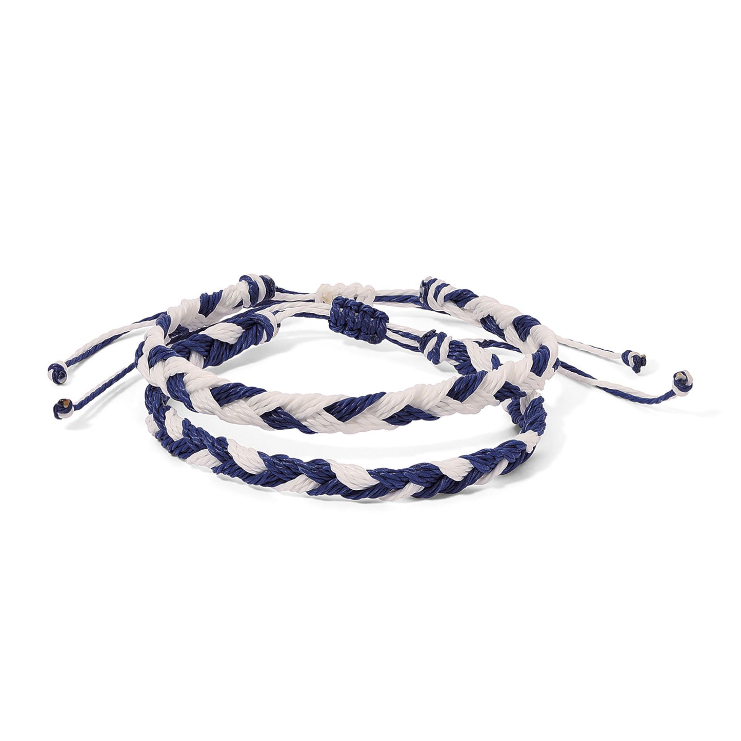blue and white braided bracelet