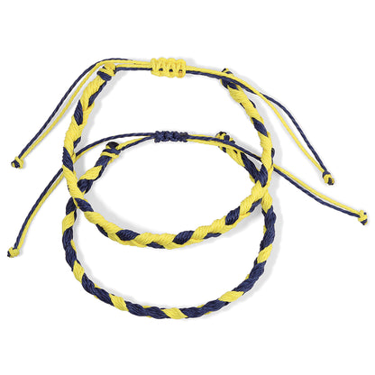 Navy & Yellow Gold Braided Team Bracelets