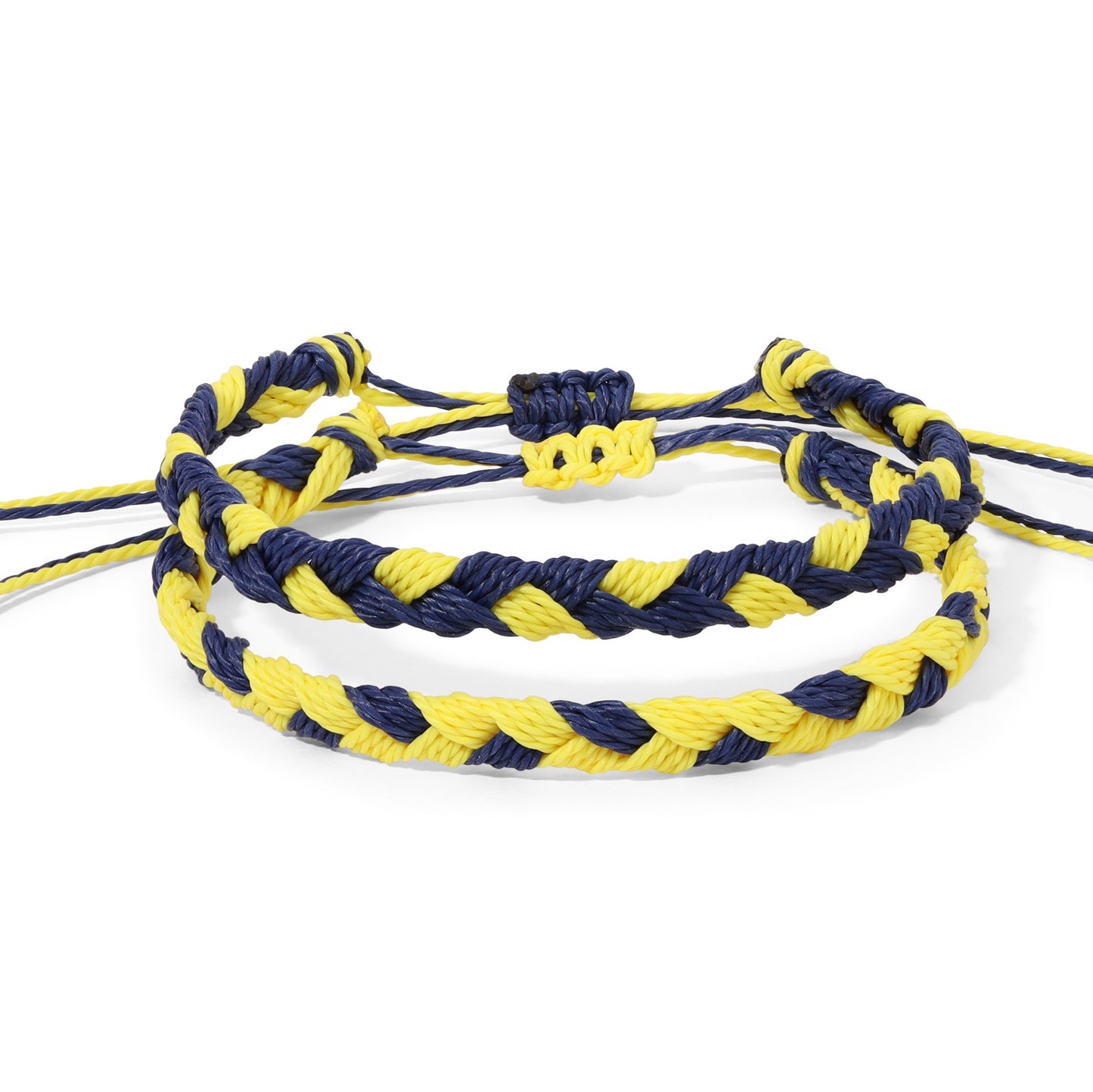Maize & Blue Team Color Braided Bracelets - Set of 2