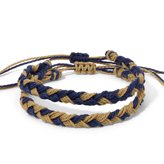 Blue (Navy) and Gold Team Color Braided Bracelets - set of 2