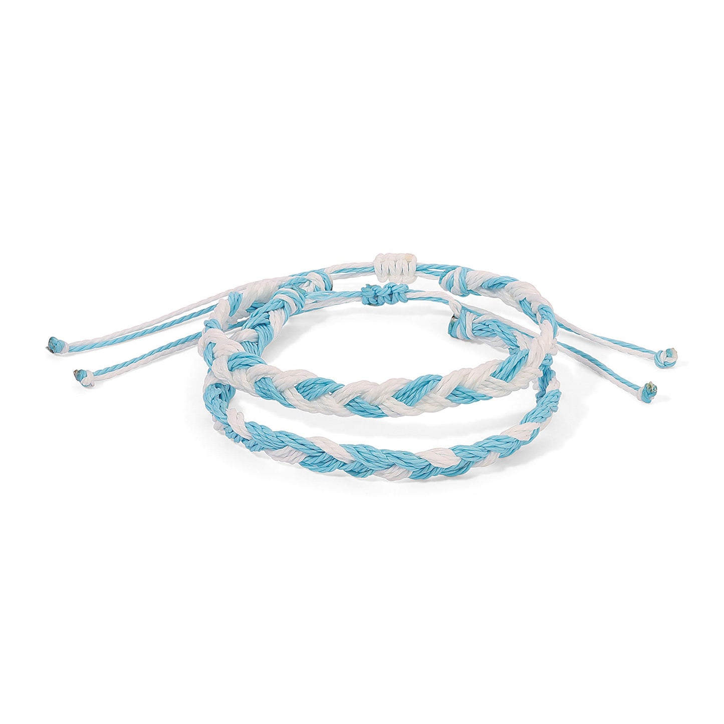 blue and white braided bracelet