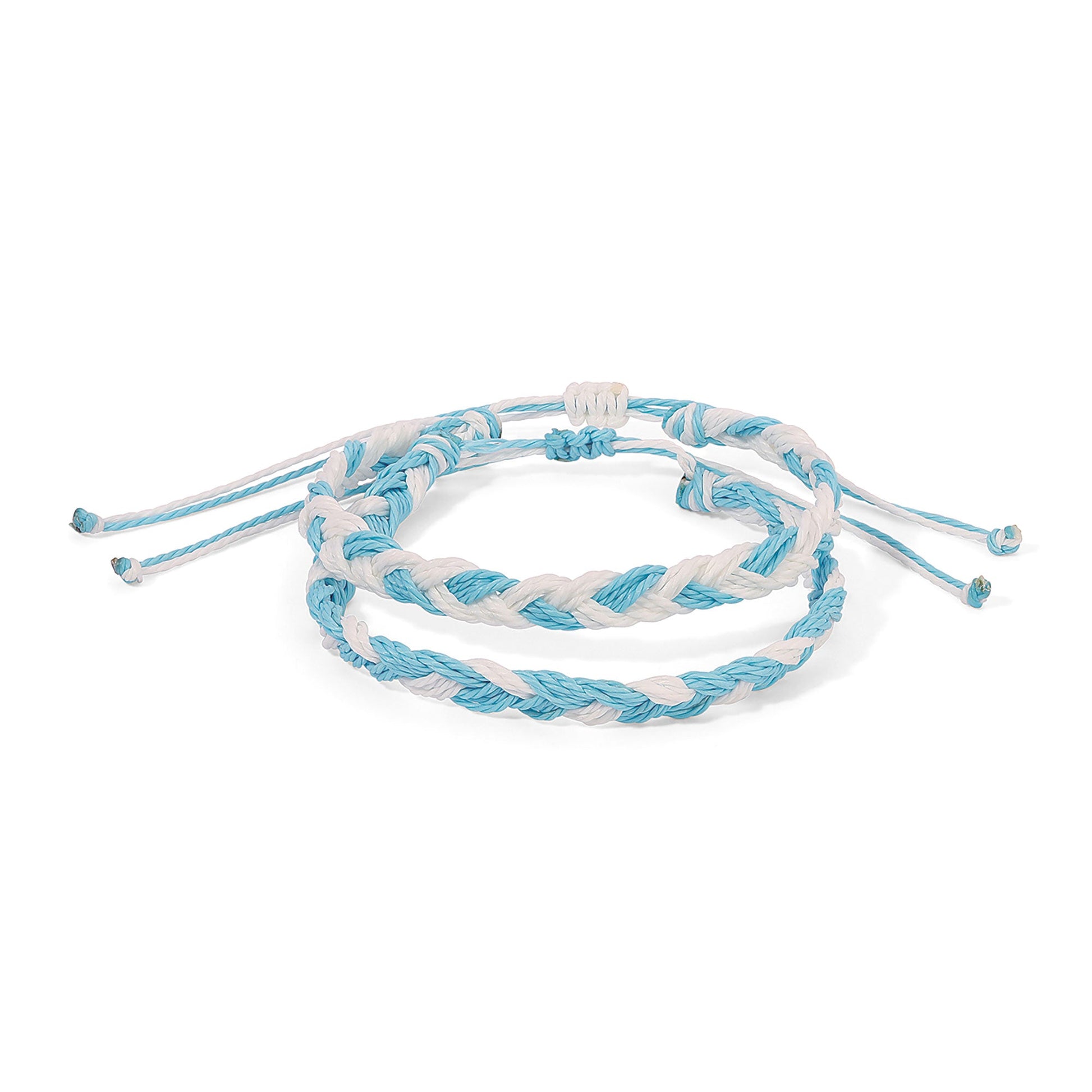 blue and white braided bracelet