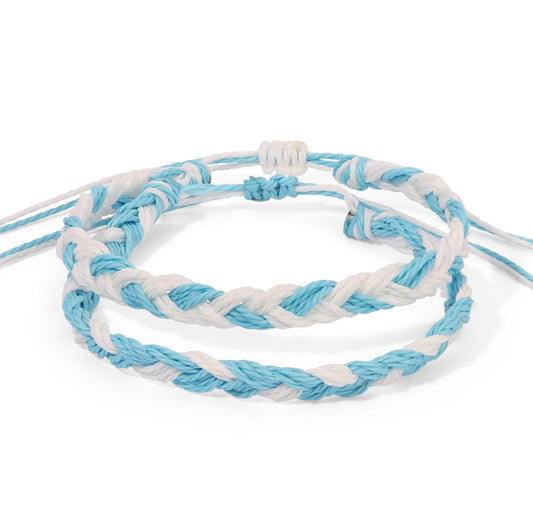 Carolina Blue & White Team Color Braided Bracelets