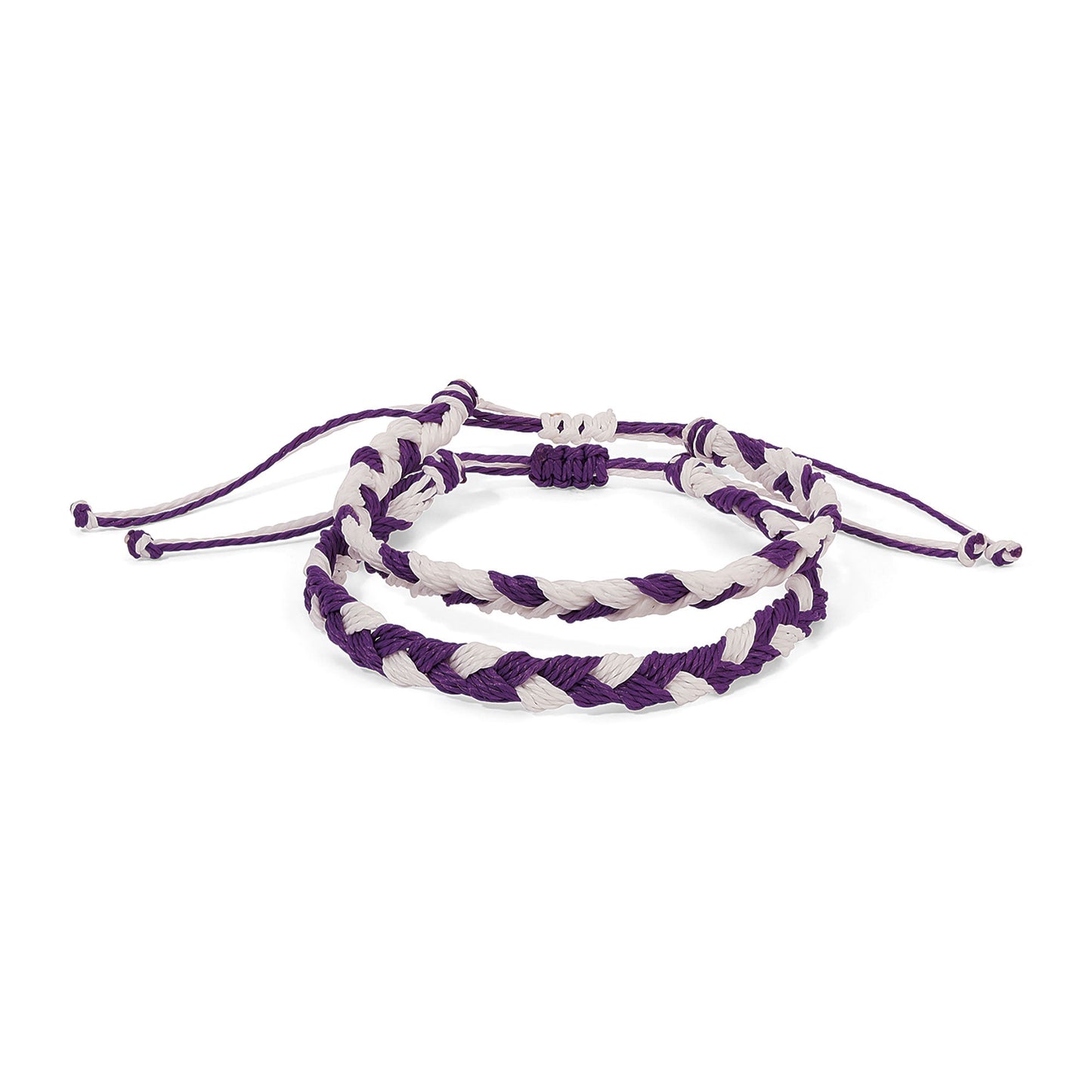purple and white braided bracelet