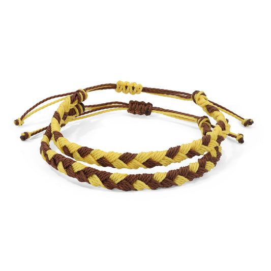 Brown & Gold Team Color Braided Bracelets - Set of 2