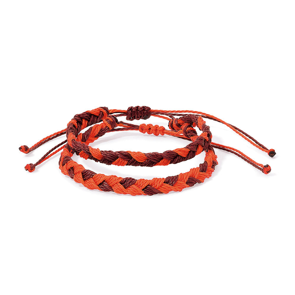 woven red and brown bracelets with adjustable cords