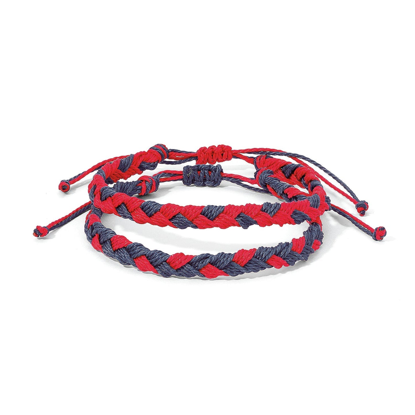 red and blue braided string bracelet