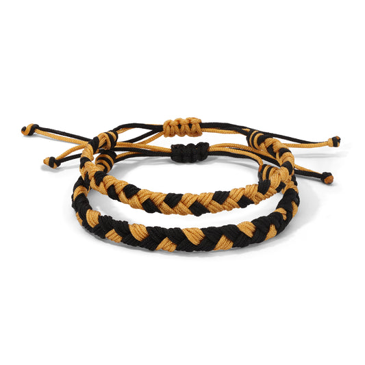 Black & Gold Team Color Braided Bracelets - Set of 2