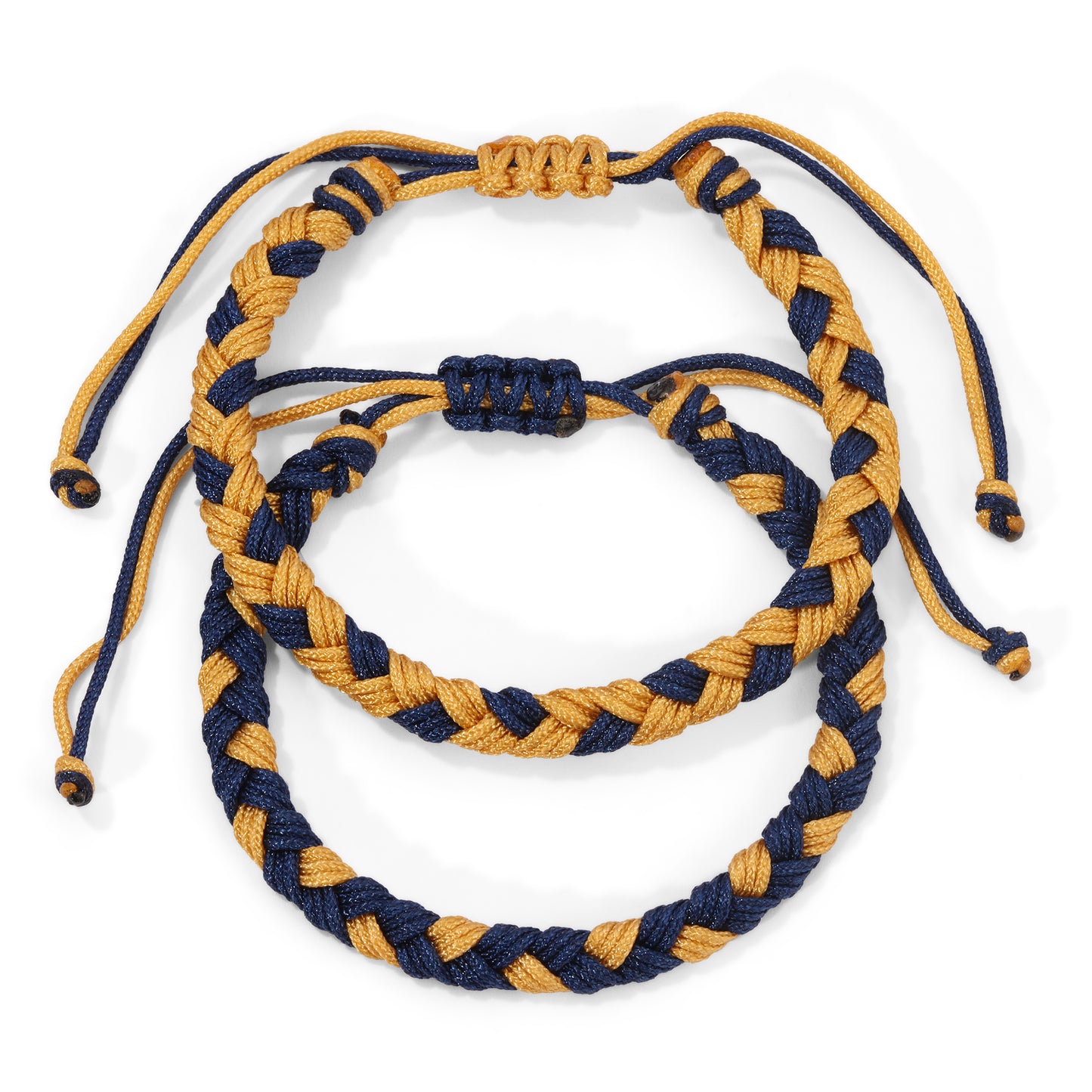 Navy Blue & Gold Team Color Braided Bracelets - Set of 2