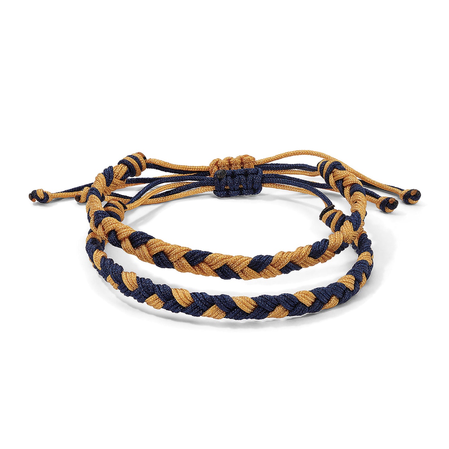 woven blue and brown bracelets with adjustable straps