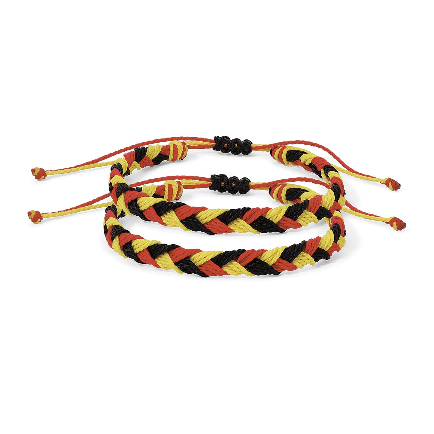red yellow black woven bracelets
