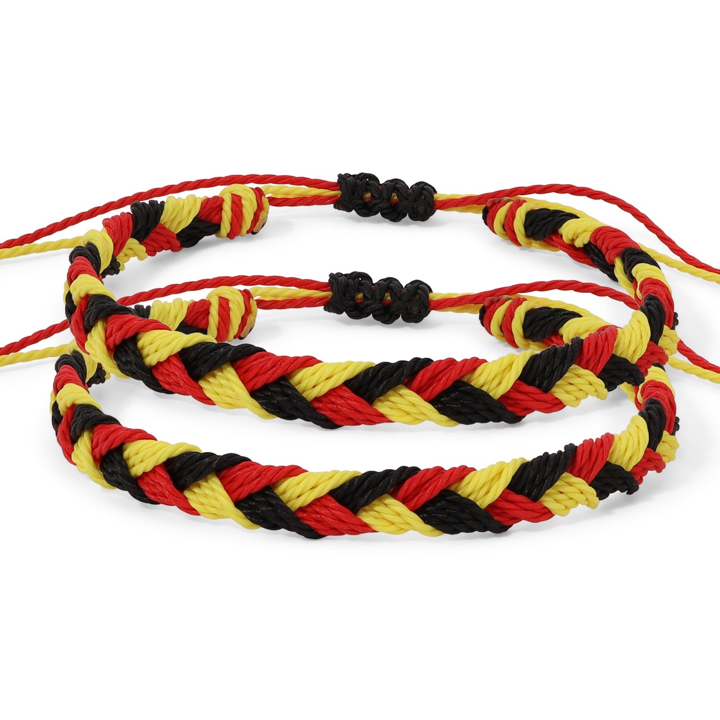 Red, Black and Gold Team Color Braided Bracelets - Set of 2