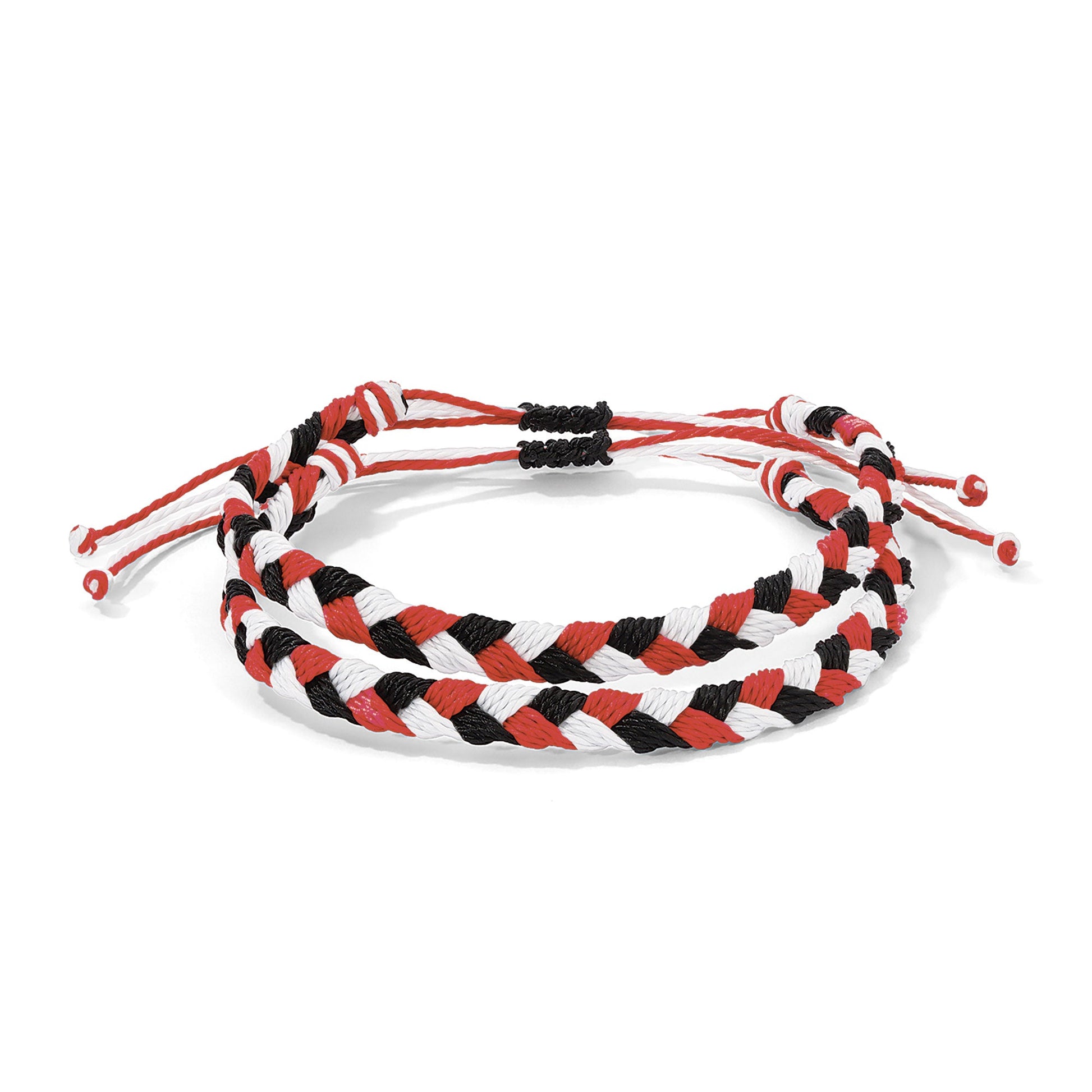 red black white braided bracelet