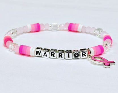 WARRIOR Breast Cancer Awareness Colorful Word Bracelet