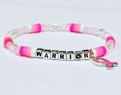 WARRIOR Breast Cancer Awareness Colorful Word Bracelet