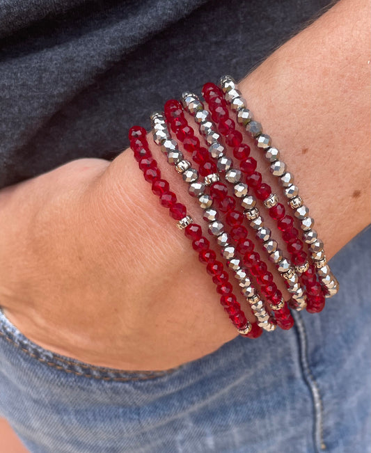 scarlet & gray mini-crystal bracelet 6-pack