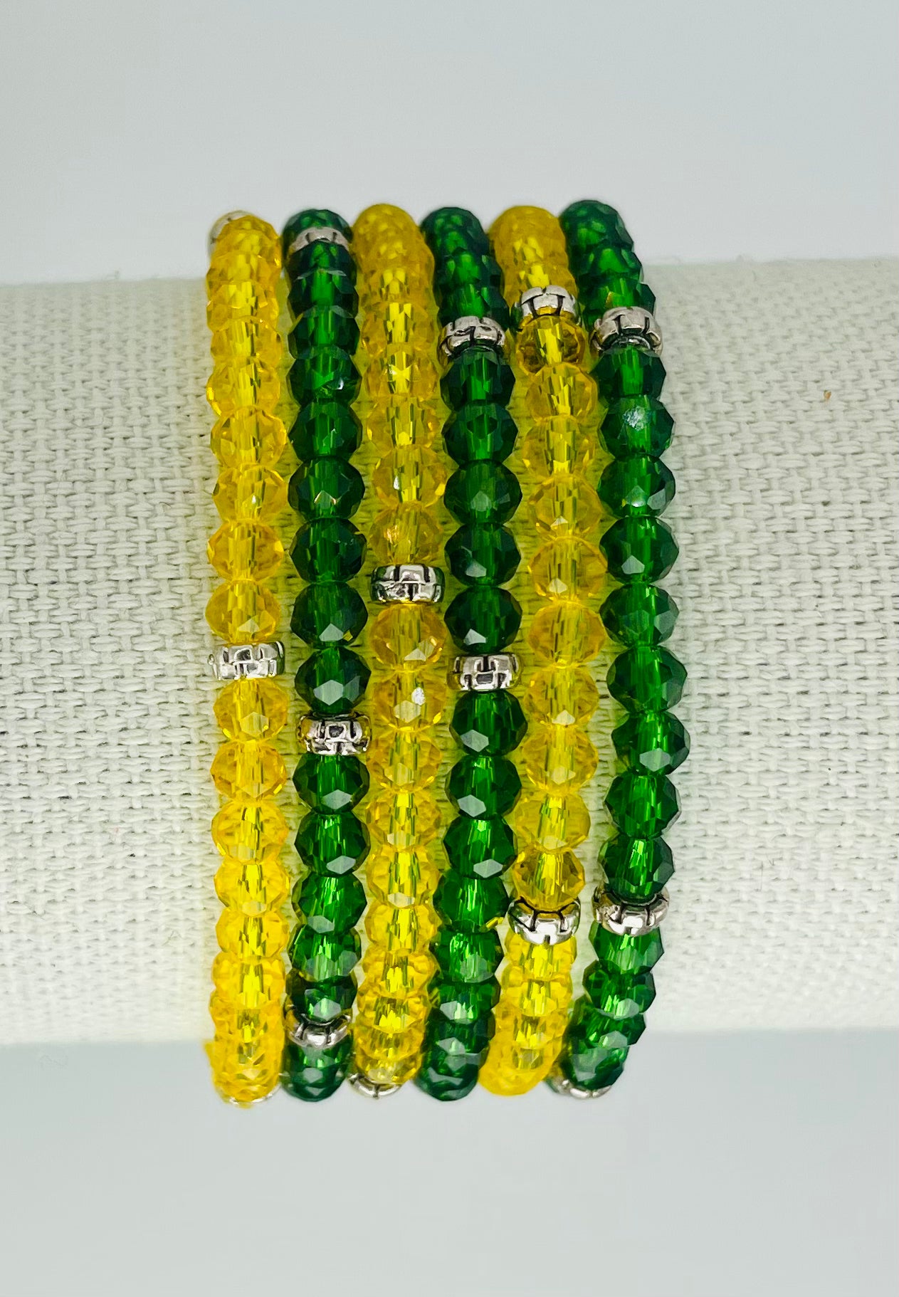 green & yellow mini-crystal bracelet 6-pack