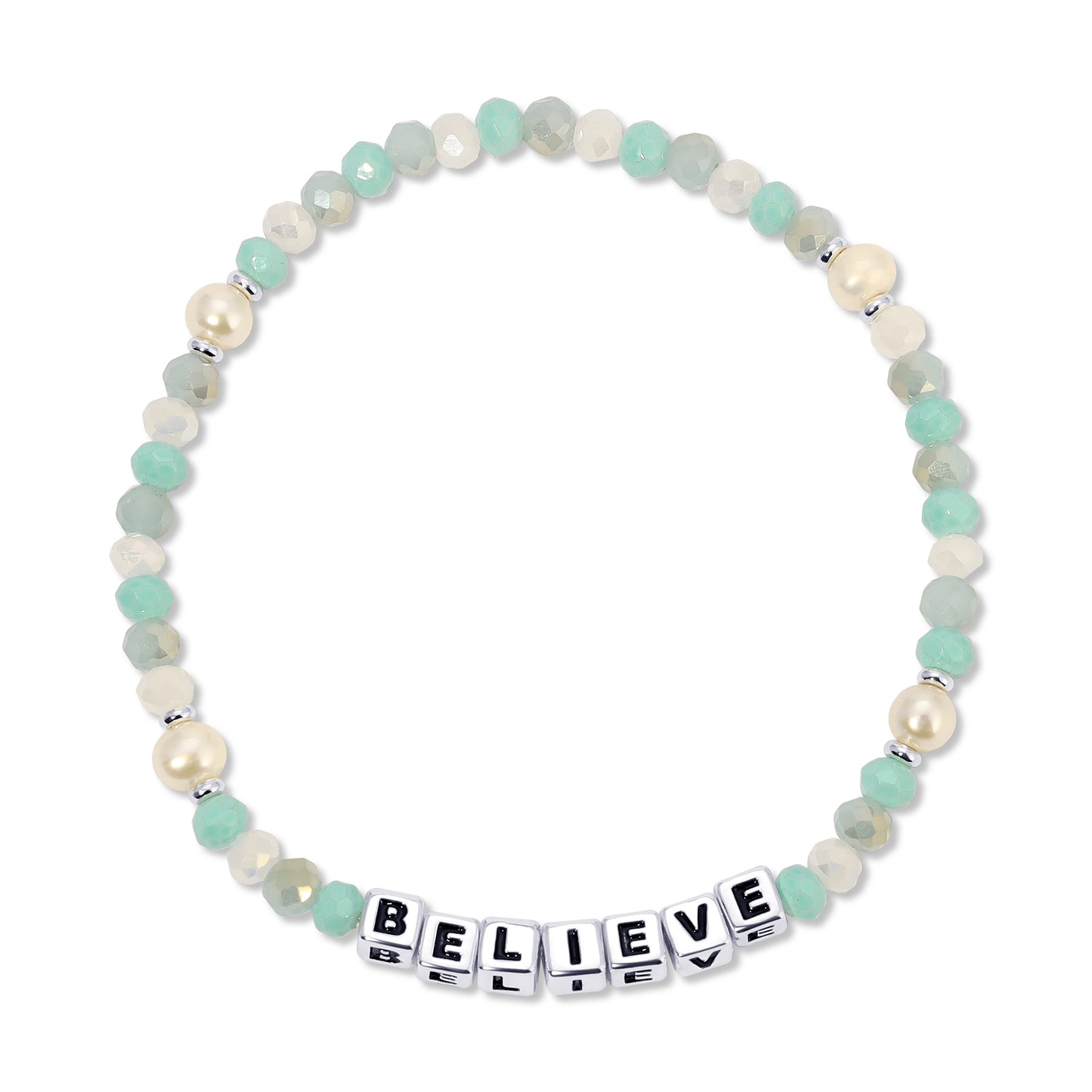 BELIEVE Colorful Words Bracelet Sterling Silver Plated Letters and Accents