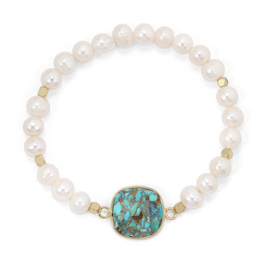 pearl & turquoise faceted stone bracelet