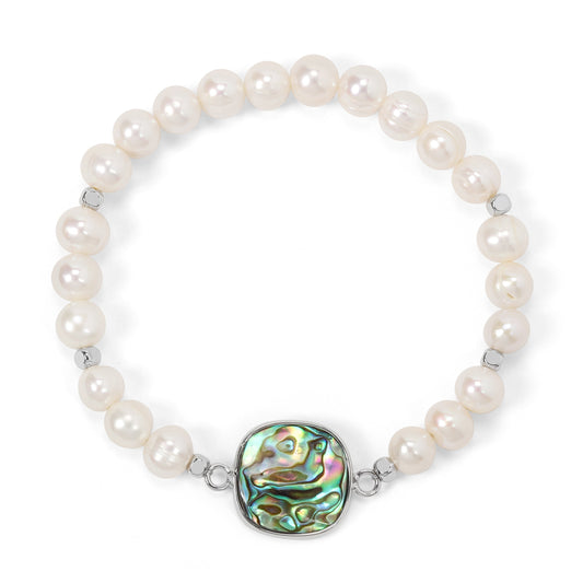 pearl & abalone faceted stone bracelet