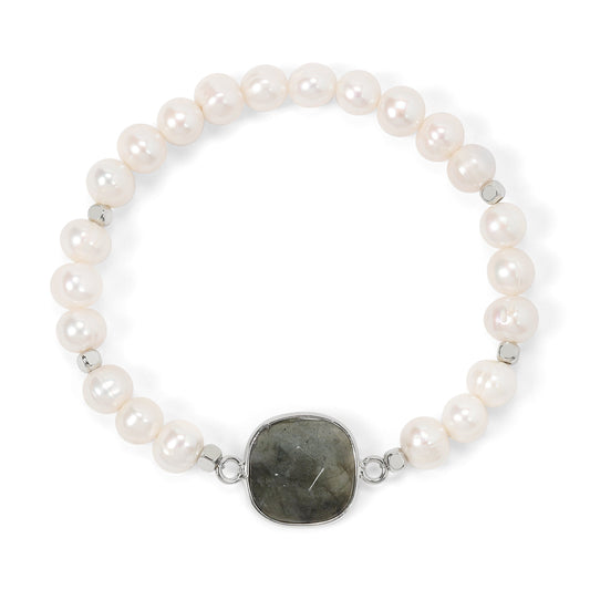 pearl & labradorite faceted stone bracelet