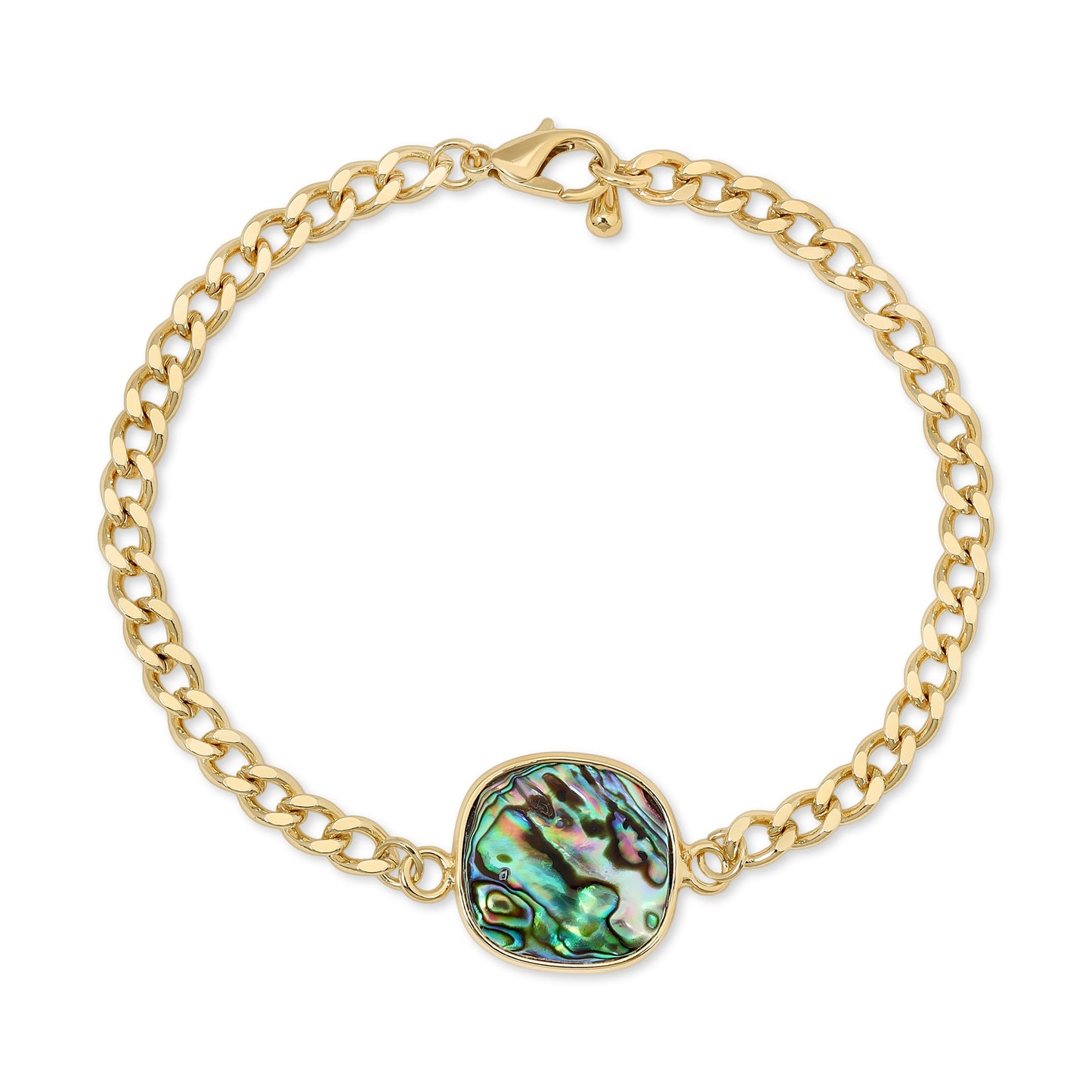 abalone shell with 14k gold plated curb chain bracelet
