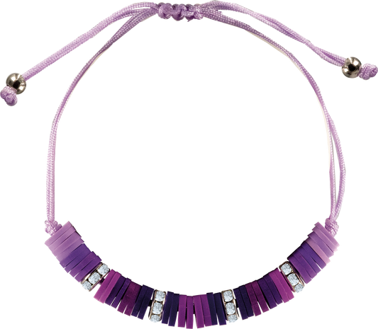 purple clay & rhinestone corded bracelet