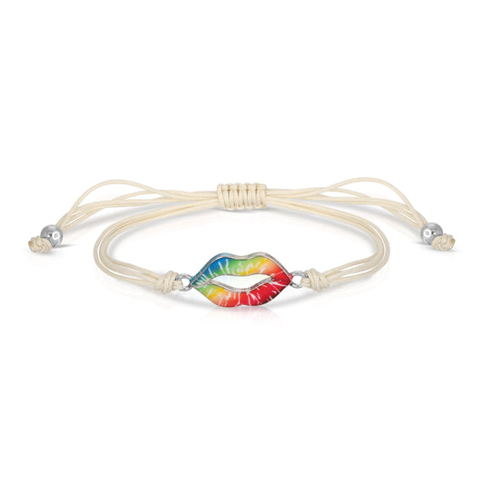 handmade bracelet with tie dye lip charm