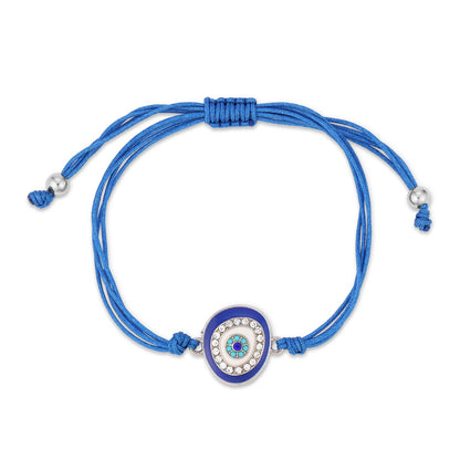 blue evil eye corded bracelet