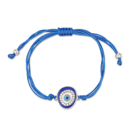 blue diamond eye corded bracelet