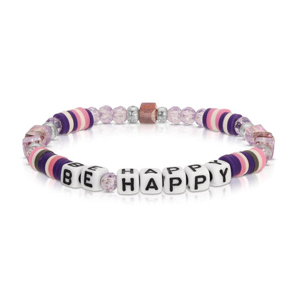 BE HAPPY Kids Colorful Words Bracelet